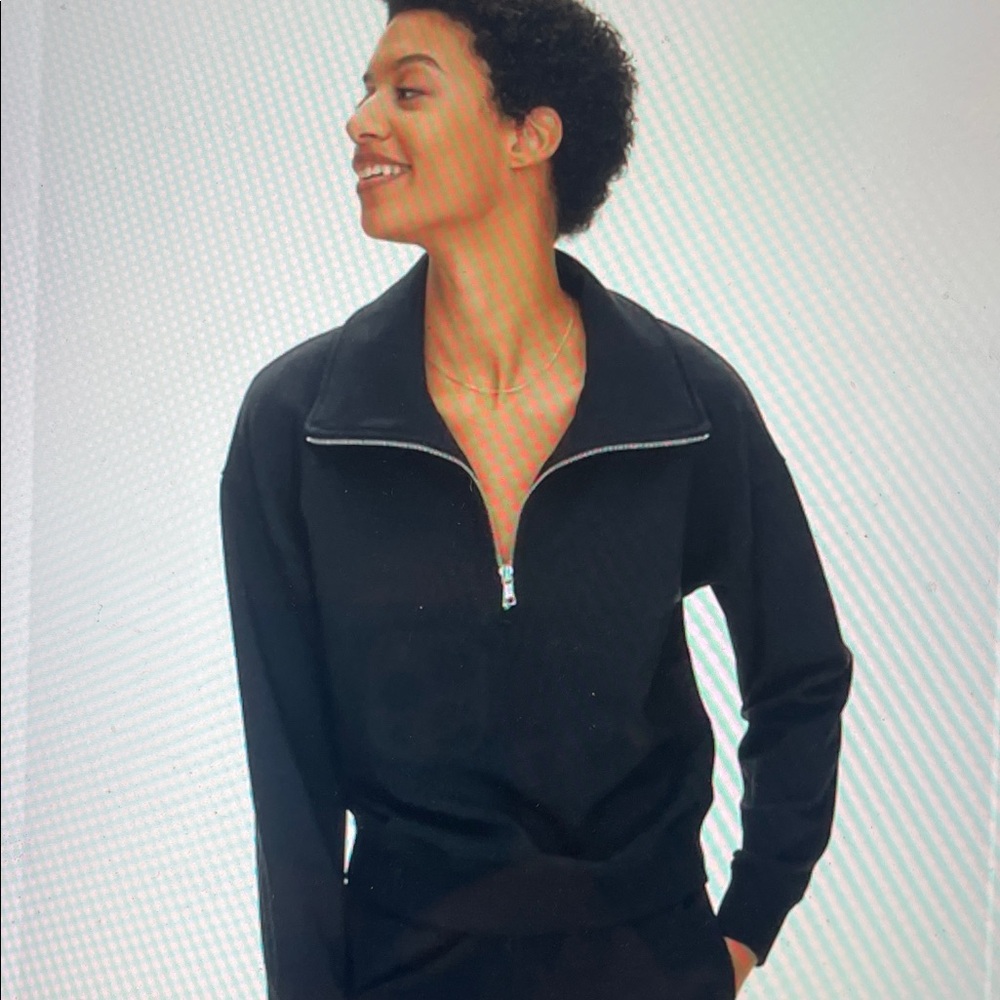 The Group by Babaton sz L Arrow sweater black quarter zip funnel neck sweatshirt